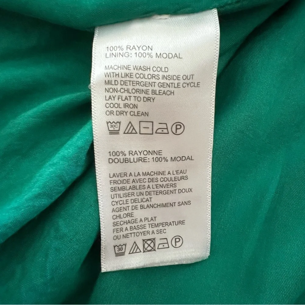 Tommy Bahama Green Caicos Crinkle Off The Shoulder Elastic Waist Women's Dress - Picture 6 of 6